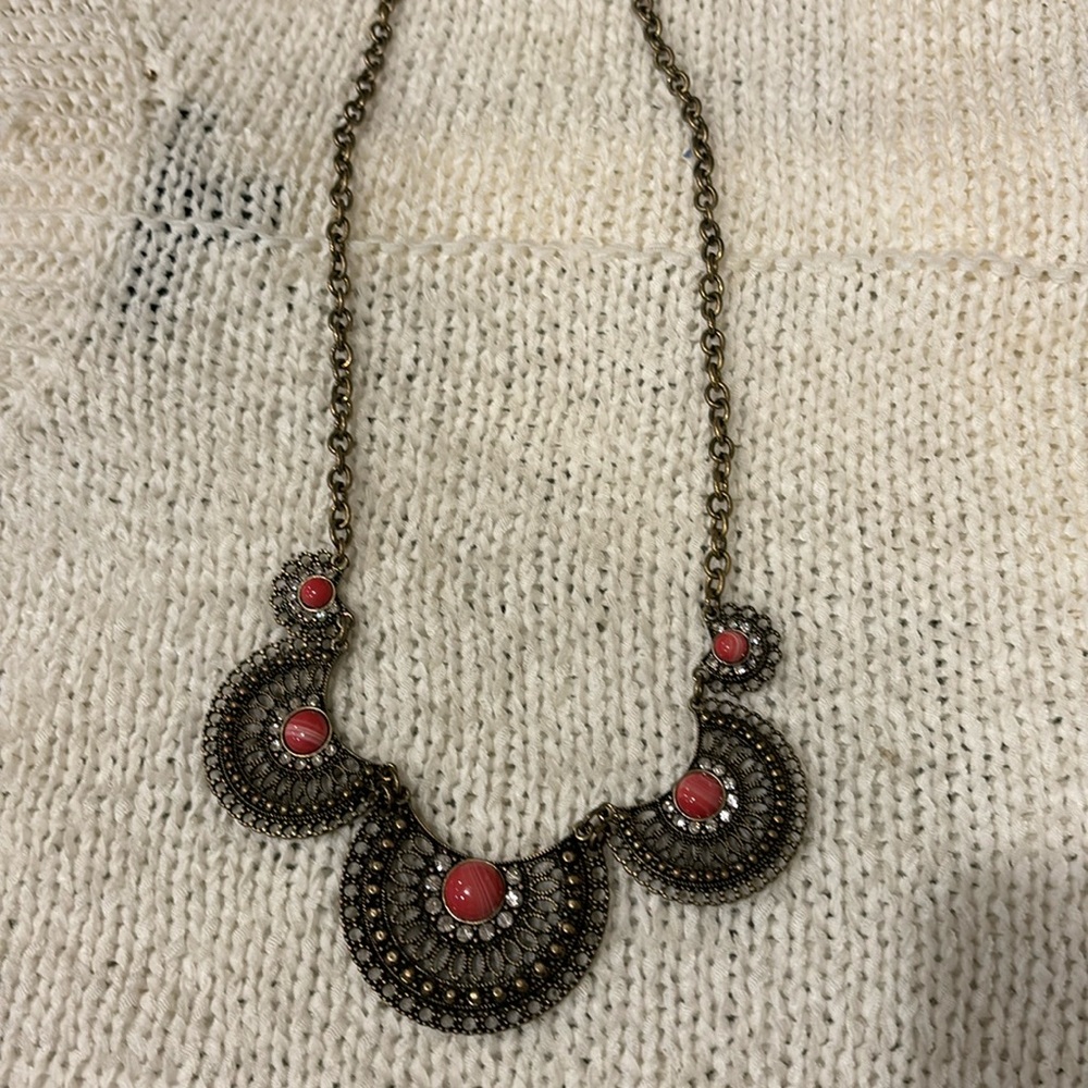 Bronze‎ statement necklace.